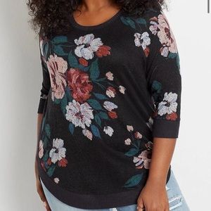 New maurices plus size 2x black floral top
